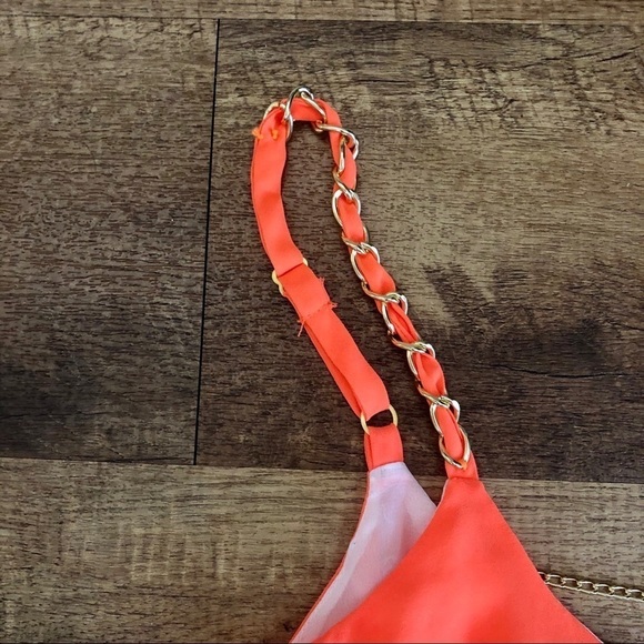 NWT Do & Be orange, black, and white tank with gold chains, adjustable straps M - Picture 3 of 7